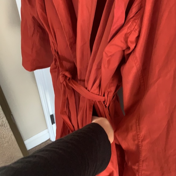 Eileen Fisher spring! burnt orange trenchcoat, size large - Picture 6 of 9